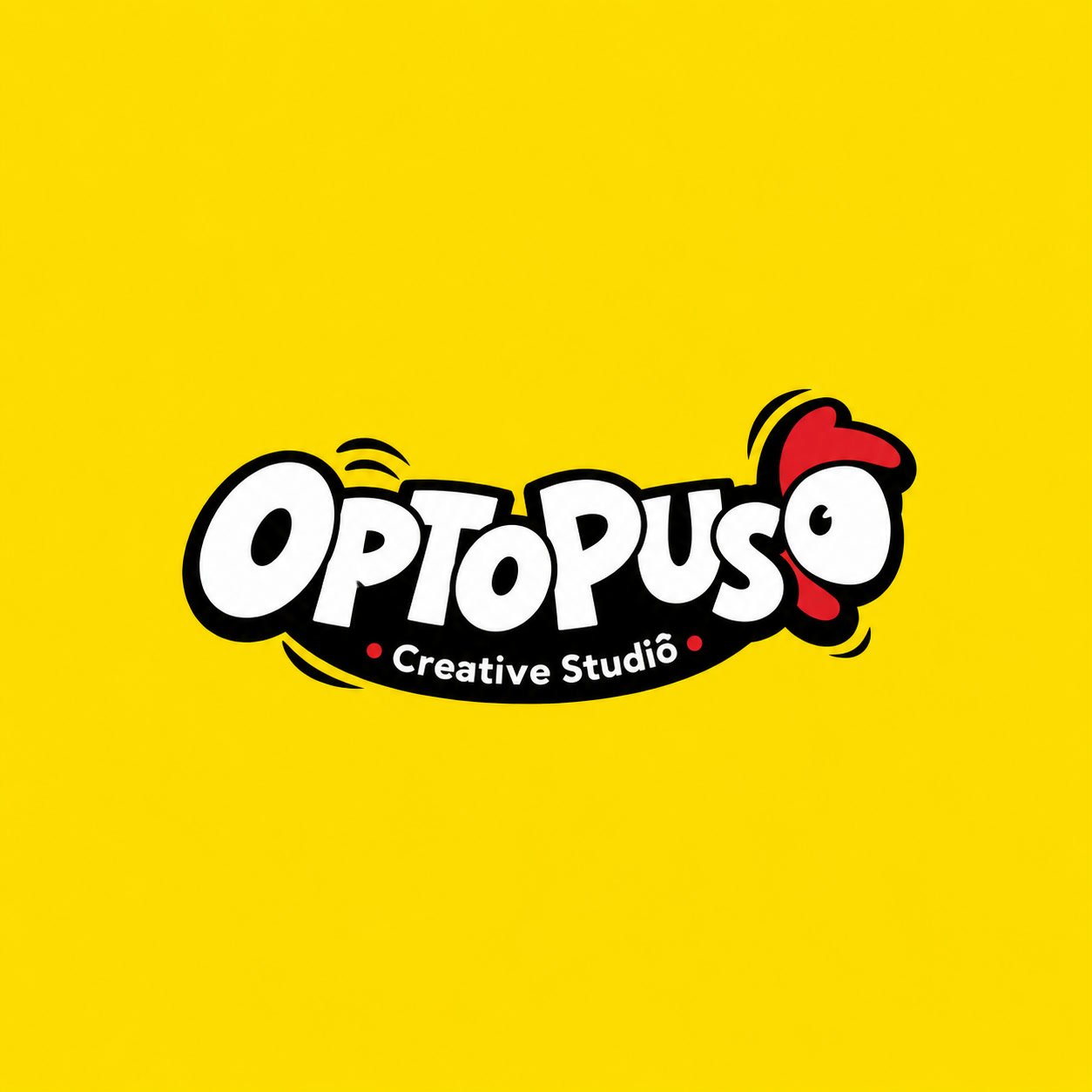 A cheerful cartoon chicken mascot logo concept in yellow, red and black.