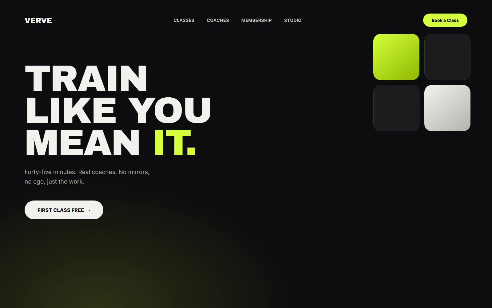 Verve, a fitness studio website concept